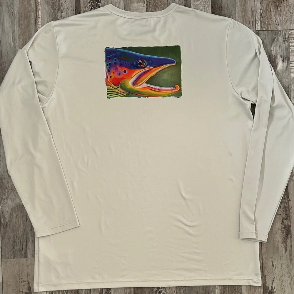 Patagonia Men's Cream Graphic Tech Fish Long Sleeve Shirt - Picture 7 of 8